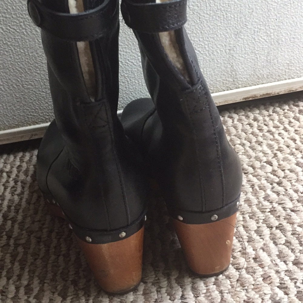 Black uggs leather boots